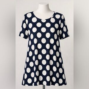 Erimish Navy and White Polka Dot Short Sleeve Dress